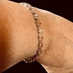 Pretty Bird Jewelry 18K White Gold Plated Bracelet with Champagne Colored Gems